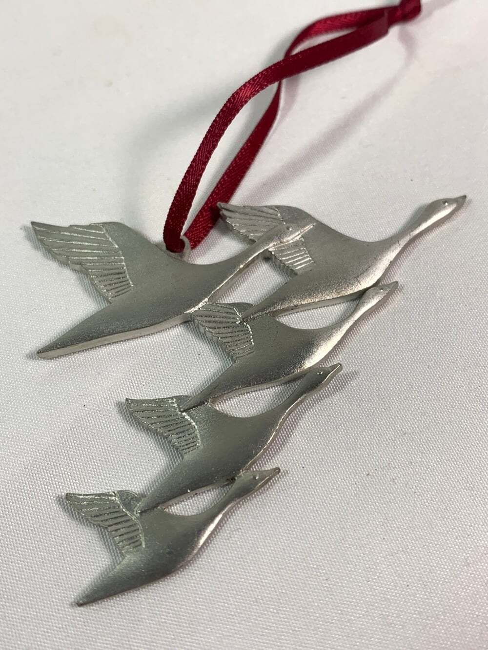 Pewter Geese Migrating 1989 Ornament
